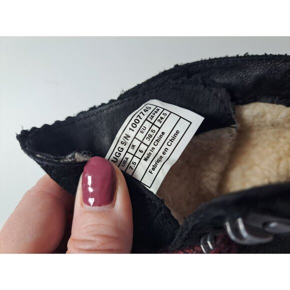 Ugg Denhali Hiker Waterproof Black Leather Shearling Lined Boots Size 7.5 - Picture 7 of 11